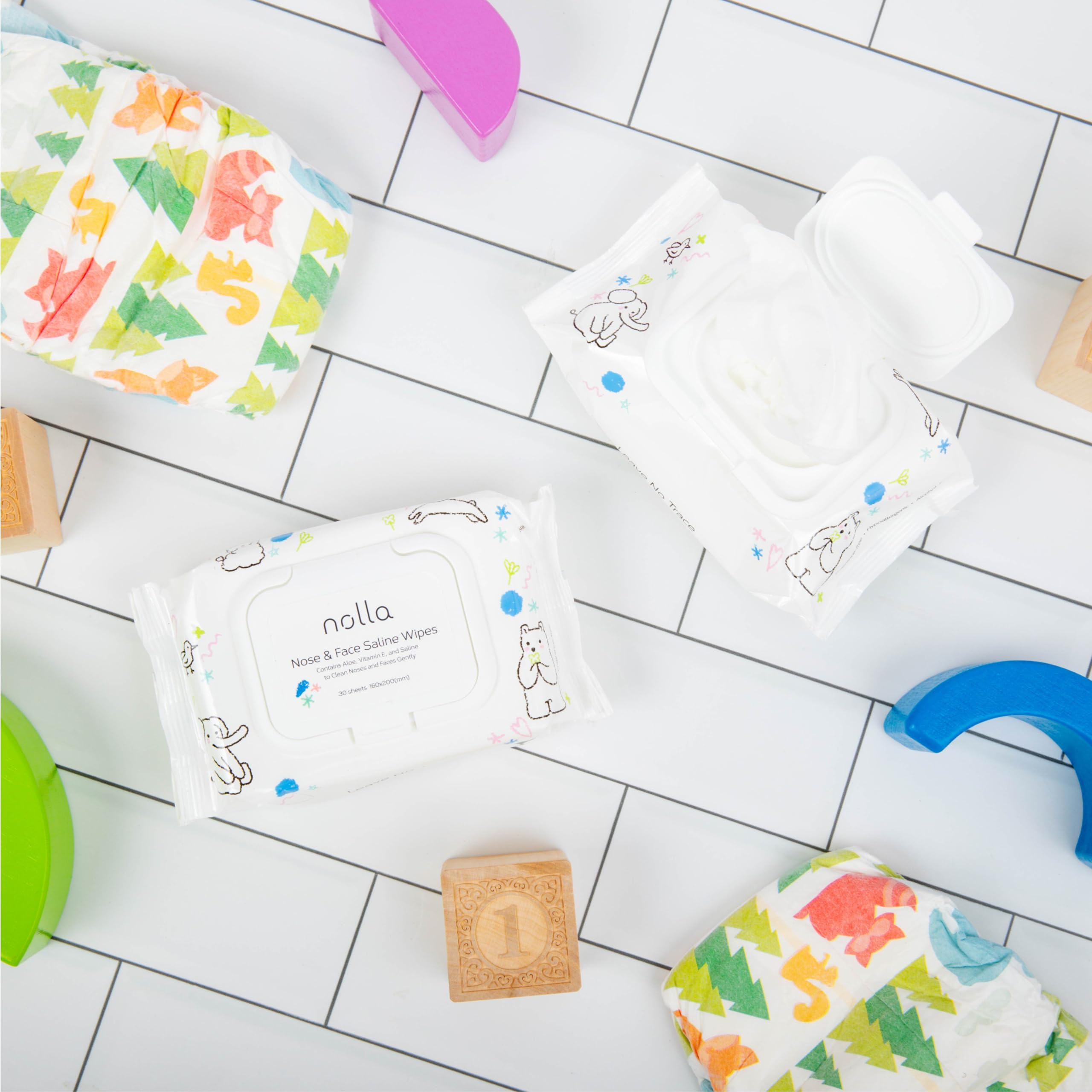 Ensemble Nolla de 6 paquets de 30 lingettes, pratique pour famille