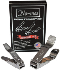 No-Mes clipper with built-in laser-cut nail file for precise shaping.