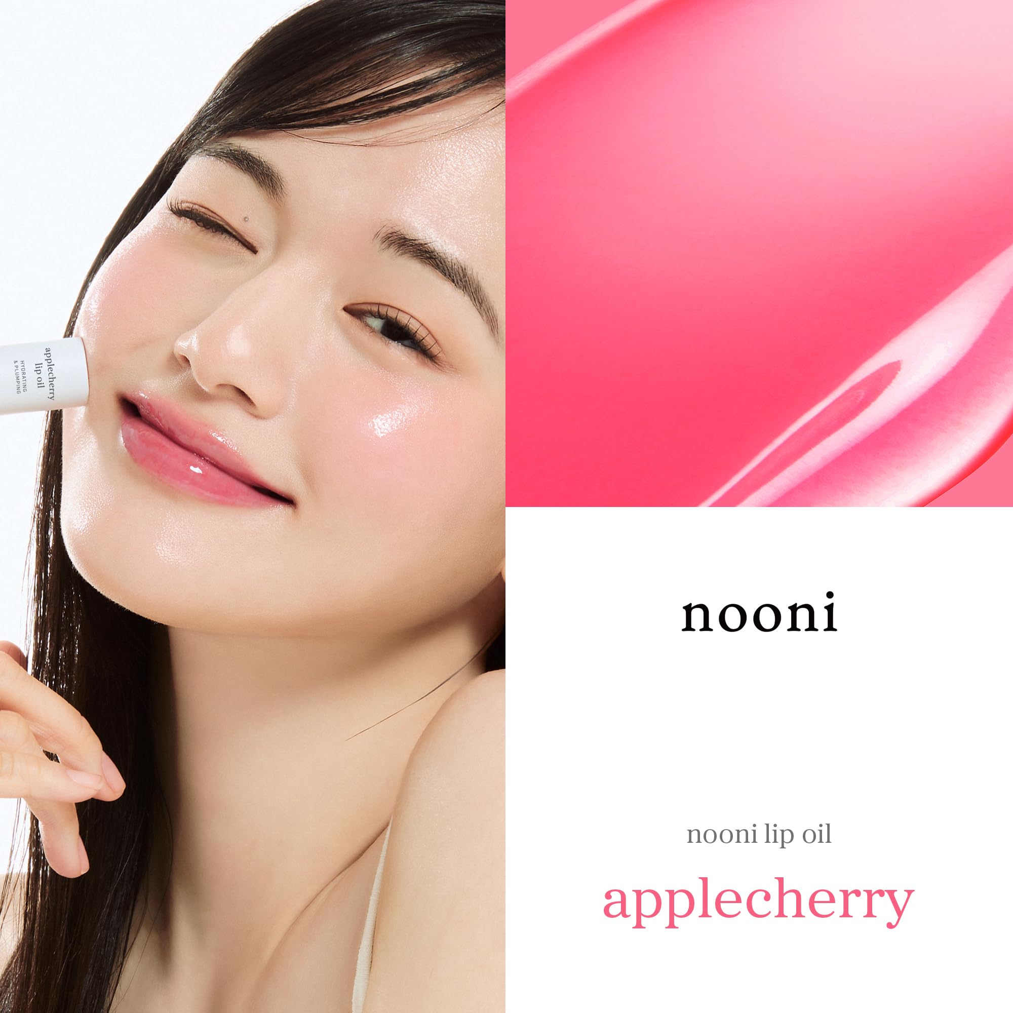 NOONI huile lèvres Applecherry, hydratation longue durée pour lèvres douces.