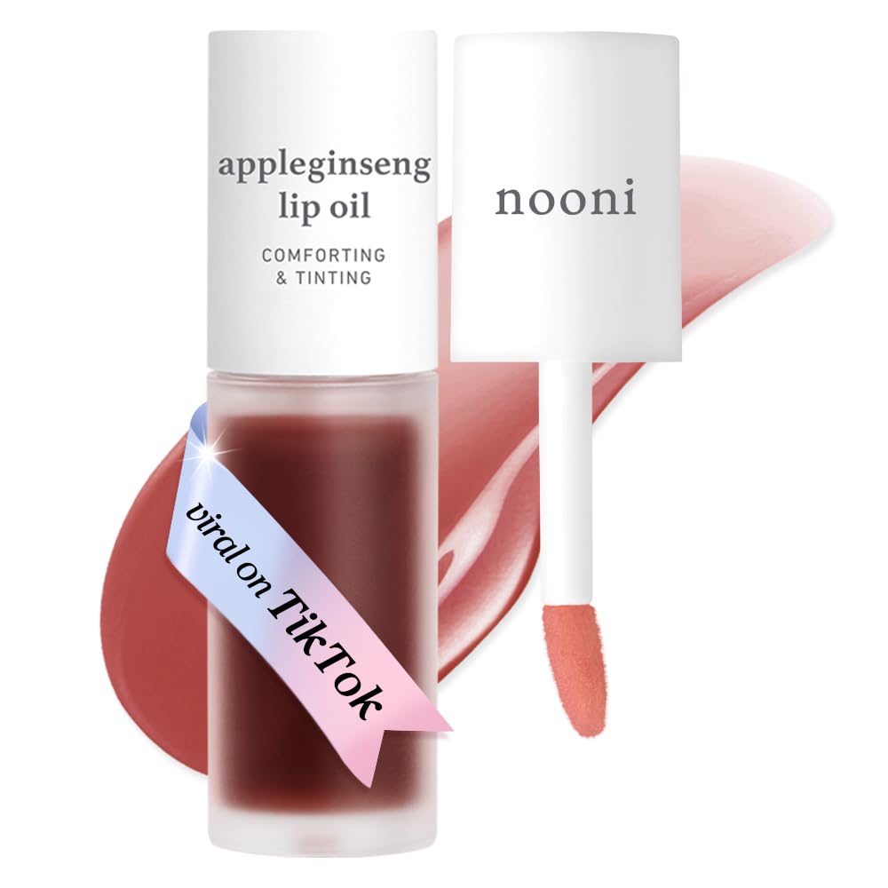 NOONI huile lèvres Appleginseng dans flacon, hydratation durable et éclat naturel.