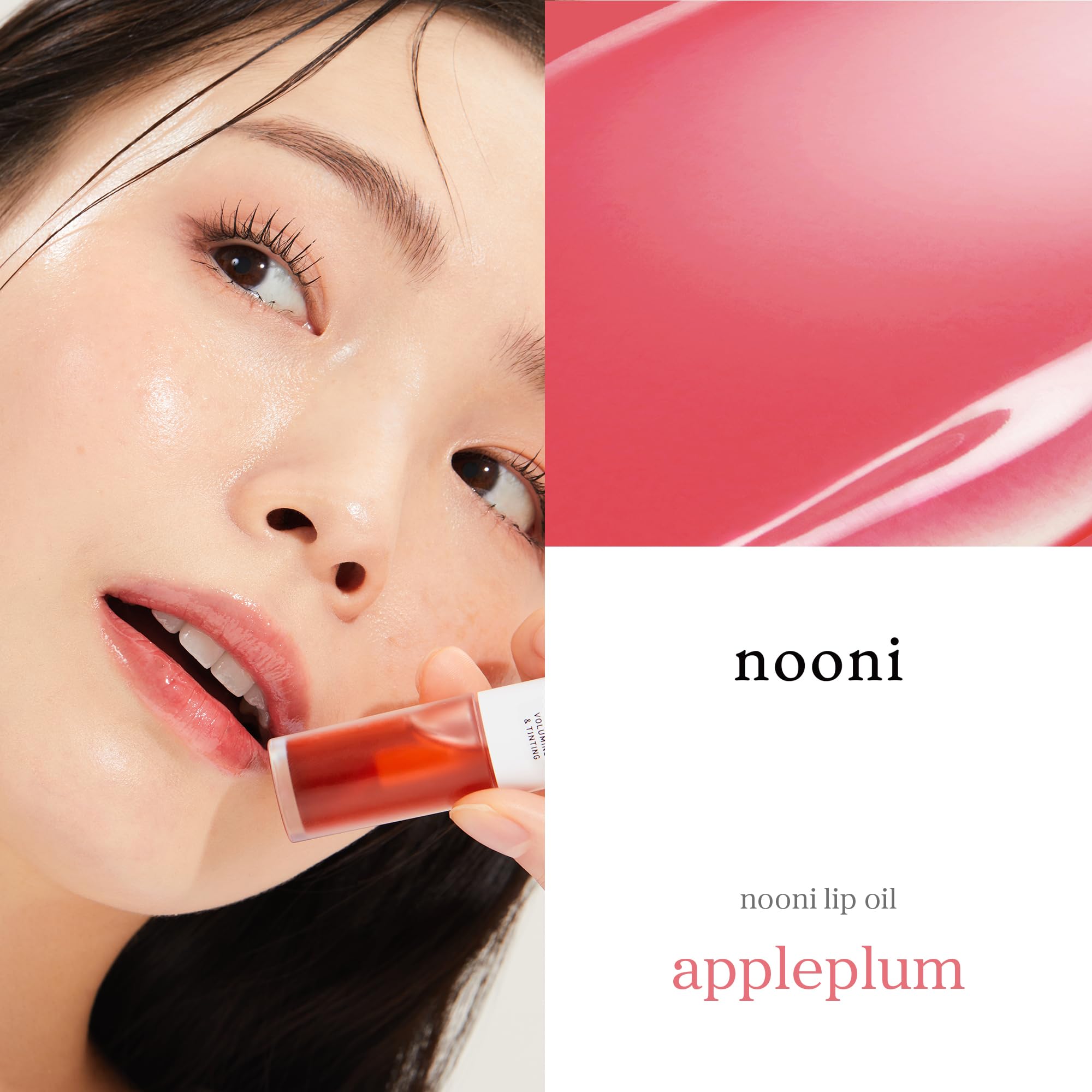 NOONI Appleplum huile lèvres, teinte naturelle pour lèvres plus lumineuses.