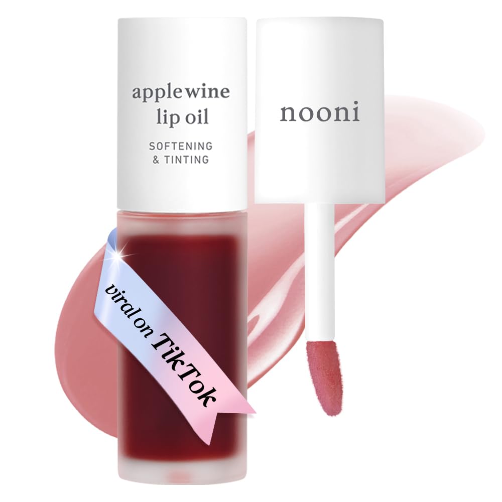 NOONI huile pour les lèvres Applewine, bouteille élégante offrant hydratation durable.