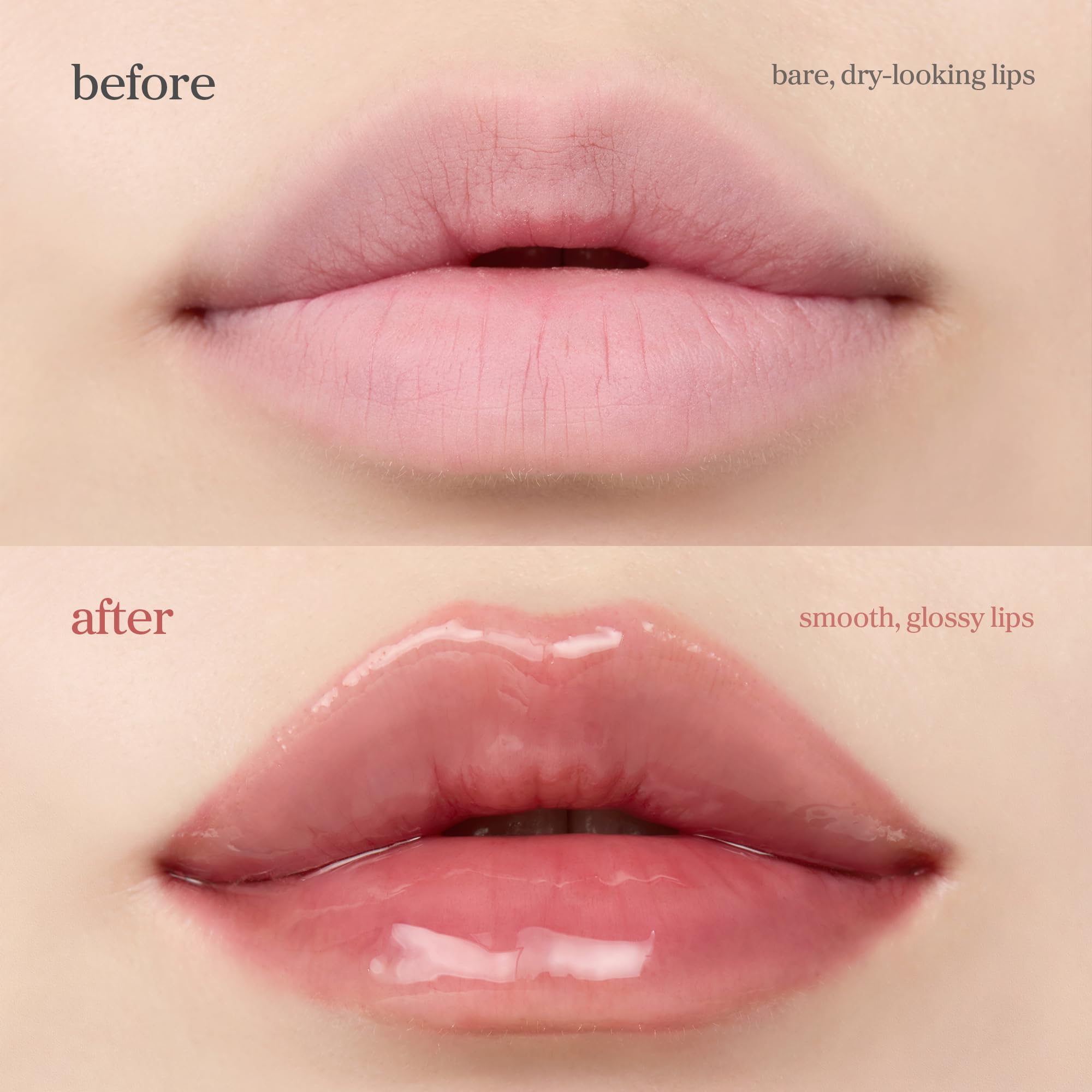 Effet repulpant discret de NOONI Lip Oil sur les lèvres.