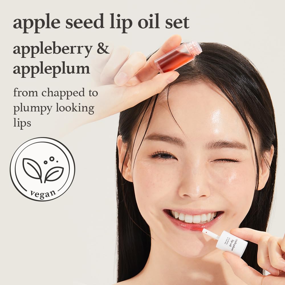 NOONI Lip Oil Appleberry: texture soyeuse et gloss discret sur lèvres.