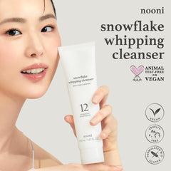 NOONI Snowflake Whipping Cleanser – mousse lavante, élimine impuretés et résidus légers.
