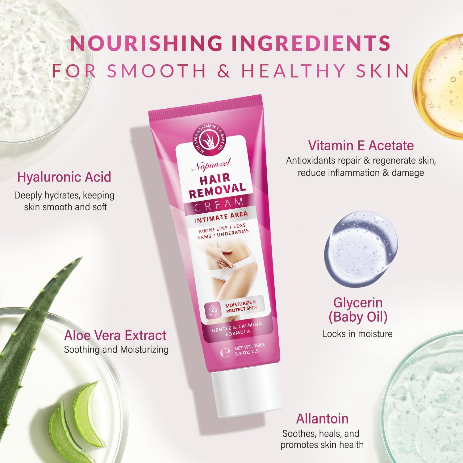 NOPUNZEL crème épilation femme – aisselles douces sans irritation.