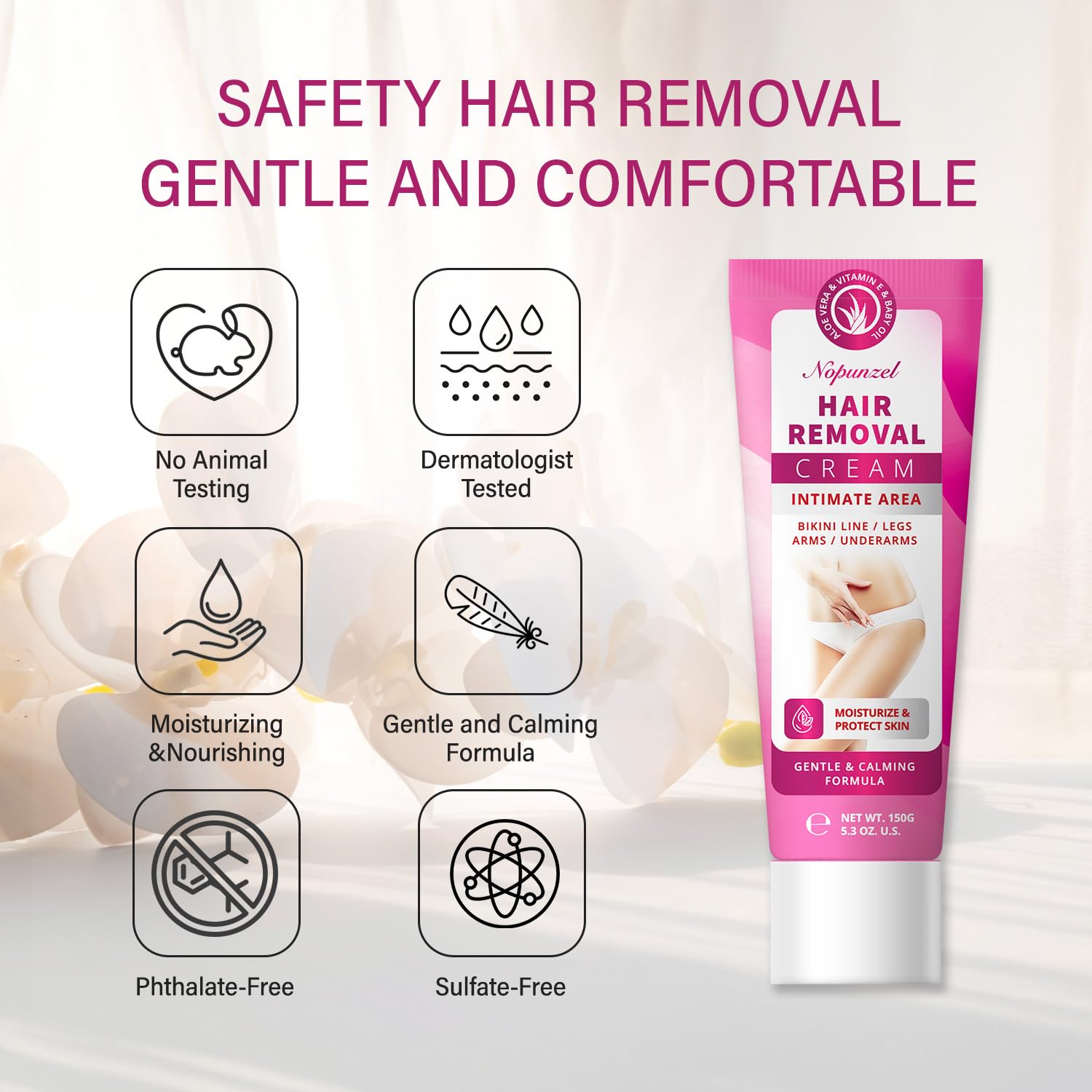 NOPUNZEL crème épilation femme – dos dépourvu de poils facilement.