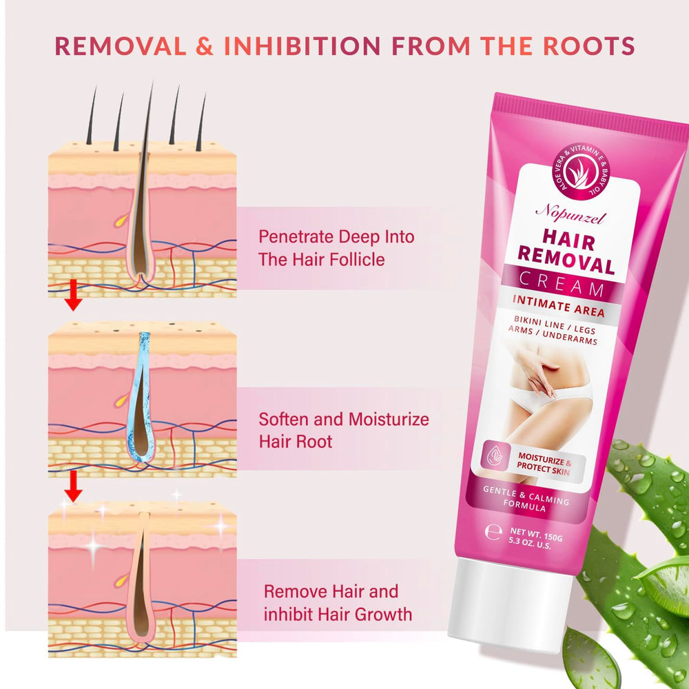 NOPUNZEL crème épilation femme – poitrine lisse et hydratée après usage.