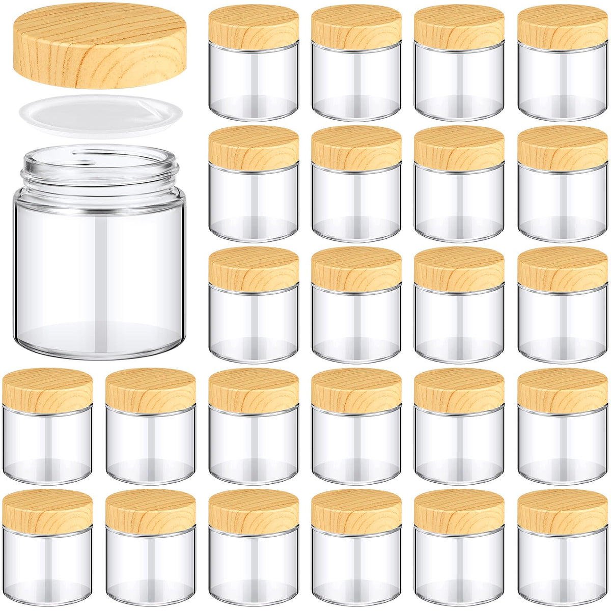 Norme bocaux verre 120 ml avec couvercle bambou — rangement hygiénique en voyage