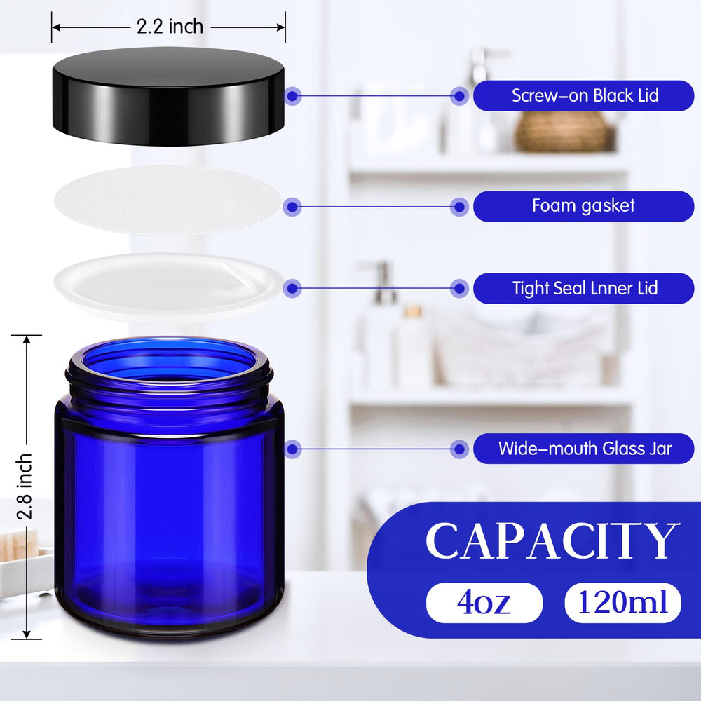 Norme bocaux en verre 4 oz, joint intérieur pour fermeture sûre.