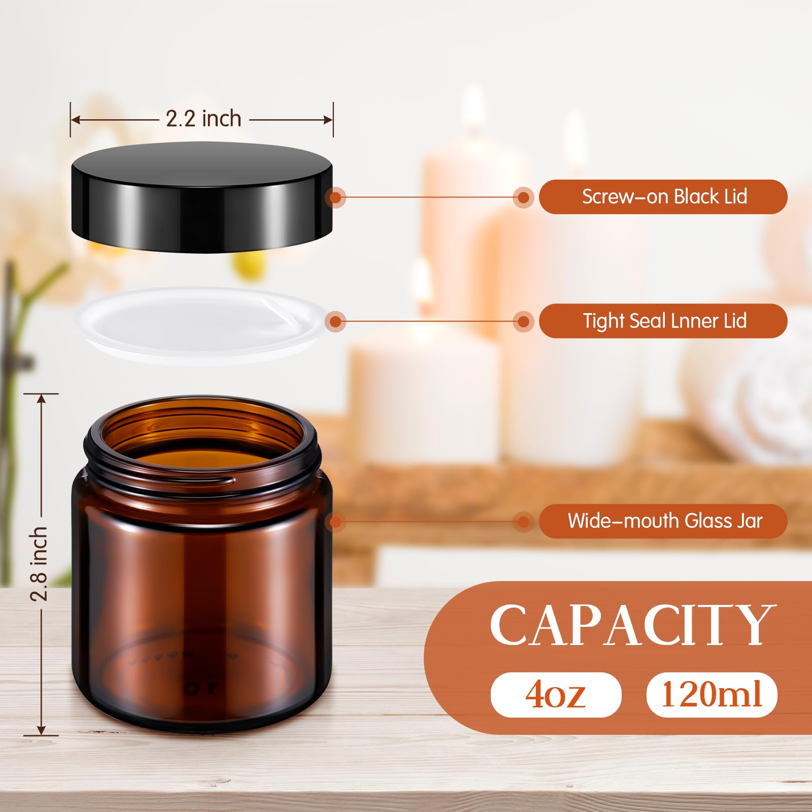 Bocaux Norme 4oz portables, faciles à transporter lors de déplacements.