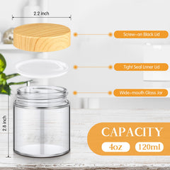 Norme pot verre 120 ml, ouverture facile et étanchéité pour cosmétiques.