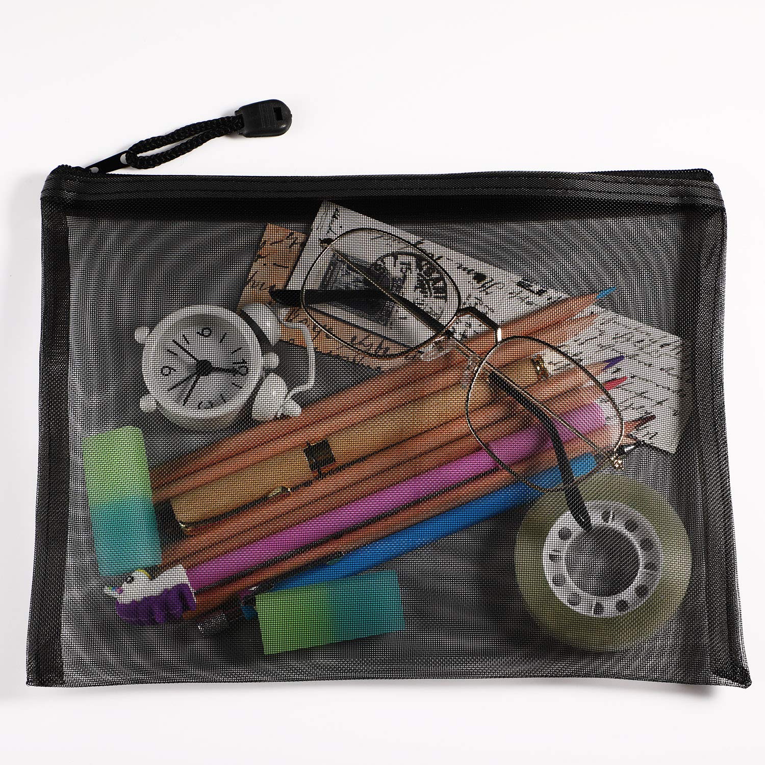 Norme ensemble-maille-durable-nylon : ensemble polyvalent pour cosmétiques et petits accessoires.