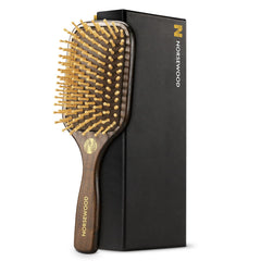 Norsewood brosse cheveux bois naturel offrant un massage du cuir chevelu.