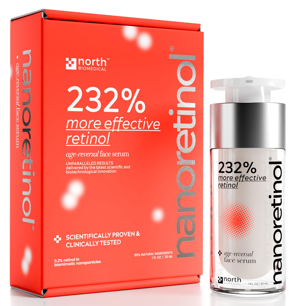 North Biomedical Nanoretinol — Bouteille visible, formulation nano encapsulé pour visage, pratique et efficace.