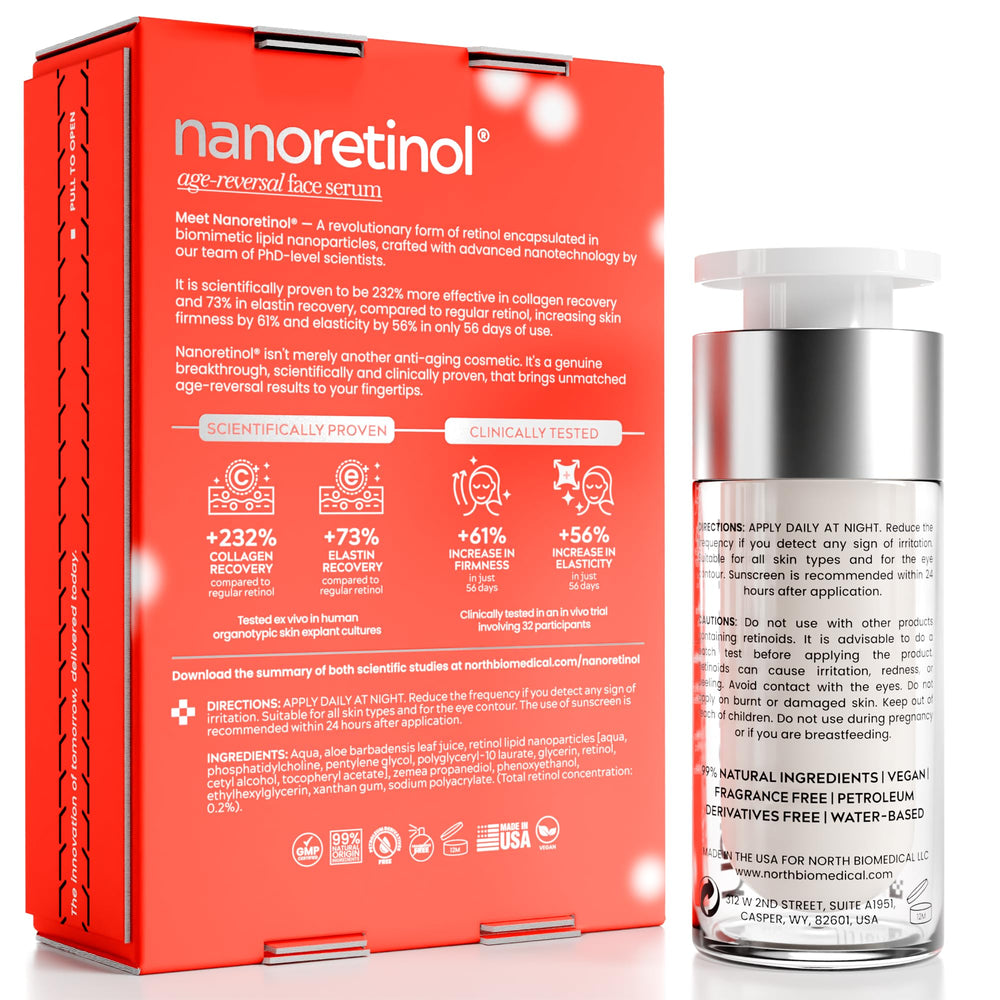 North Biomedical Nanoretinol — Sérum visage, texture légère, aide à uniformiser le teint.