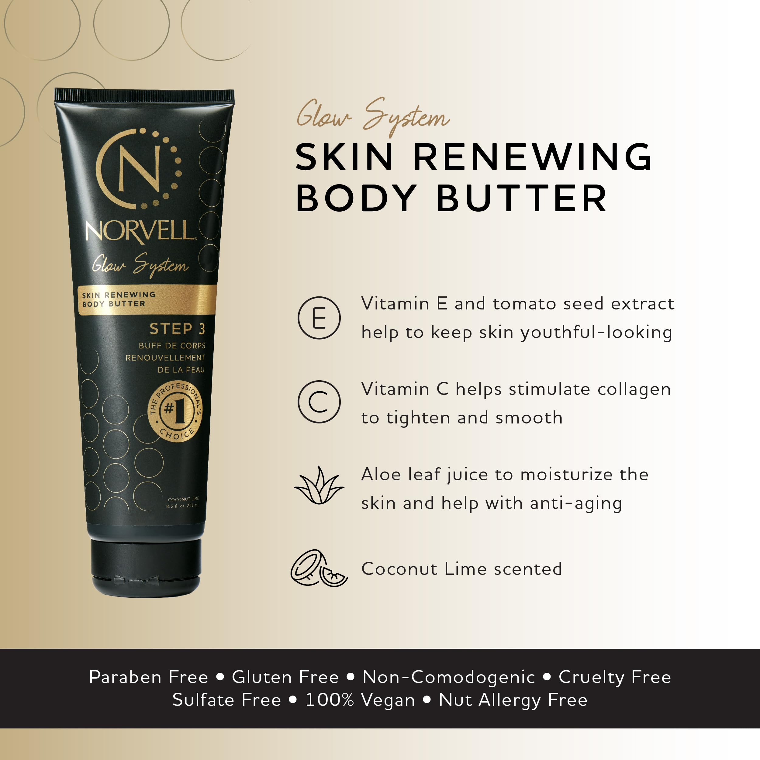 Beurre réparateur Norvell post-bronzage, peau lisse et revitalisée après bronzage.