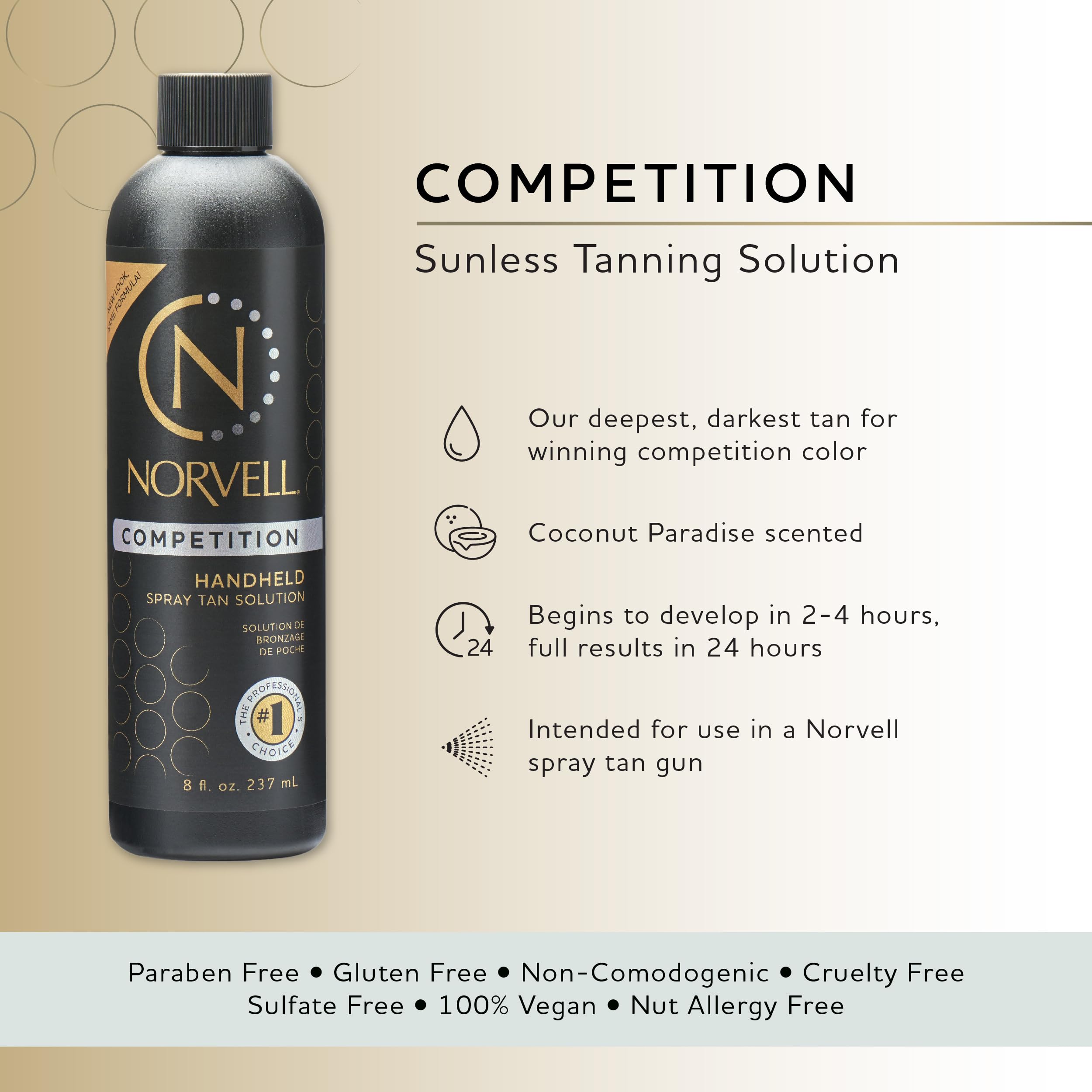 Norvell Competition Tan — couleur naturelle avec une application précise et contrôlée.