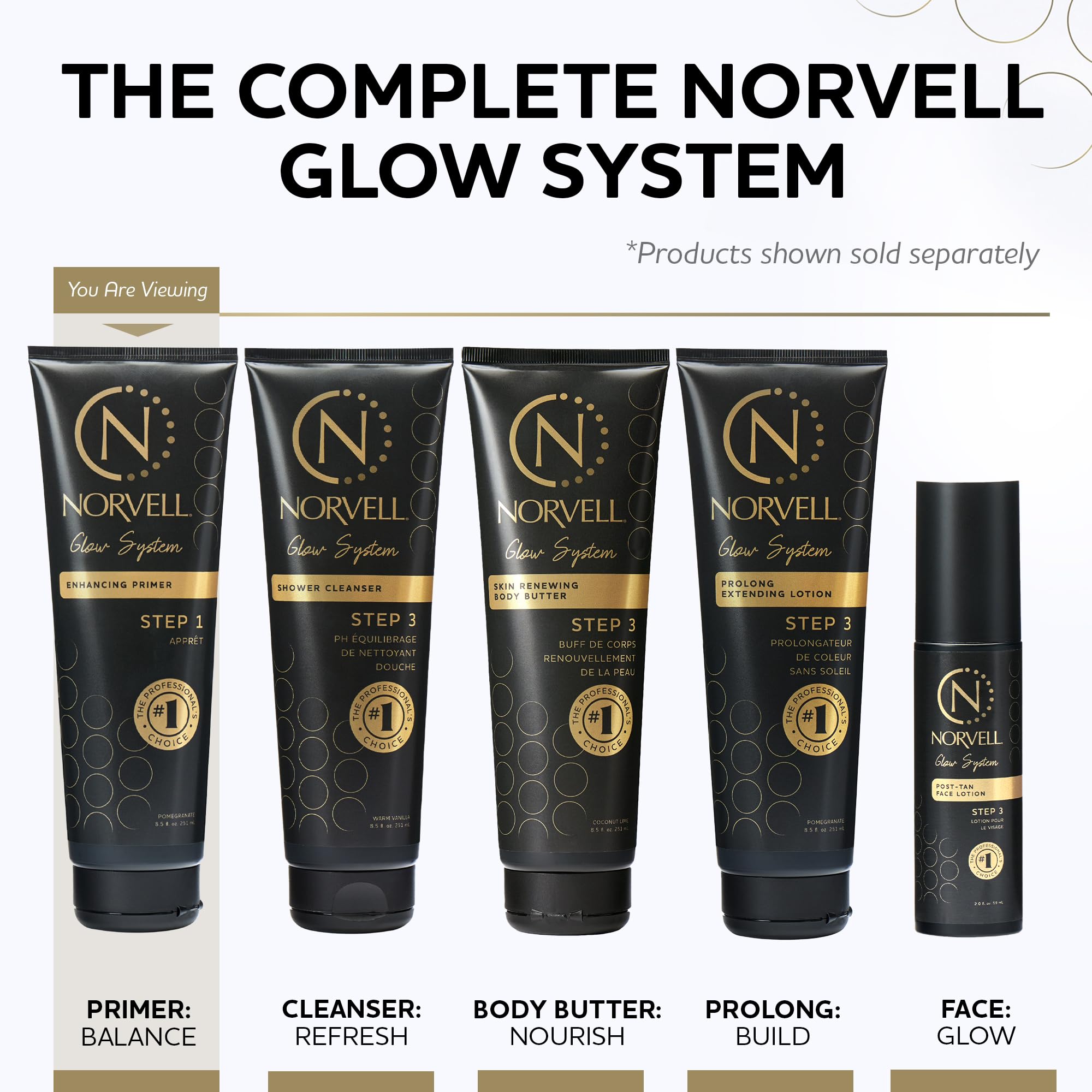 Norvell Glow System Pre-Tan Primer – avant-tan pour préparer la peau et optimiser le résultat.