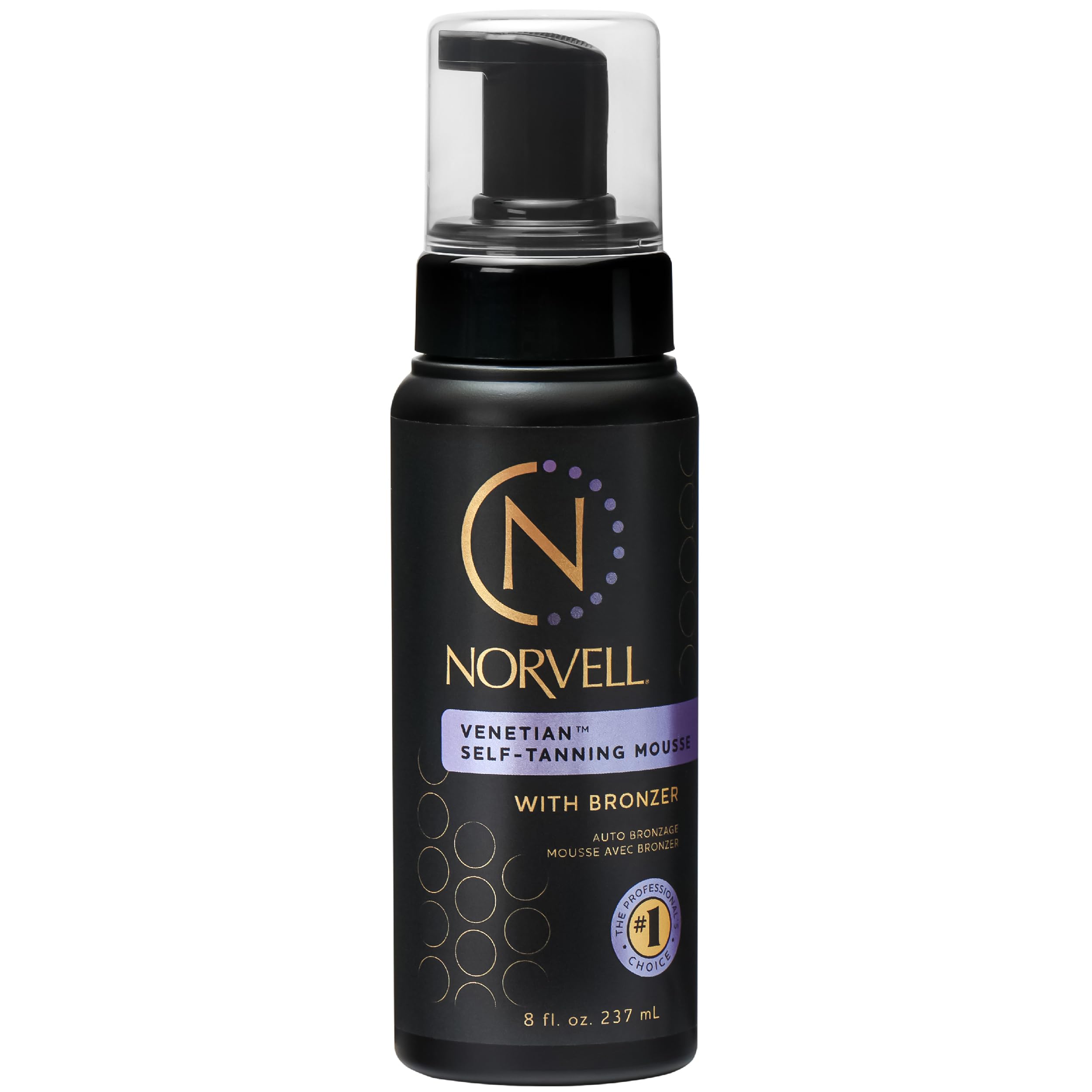 Norvell Venetian Mousse bronzante — bouteille élégante pour bronzer naturellement rapidement.