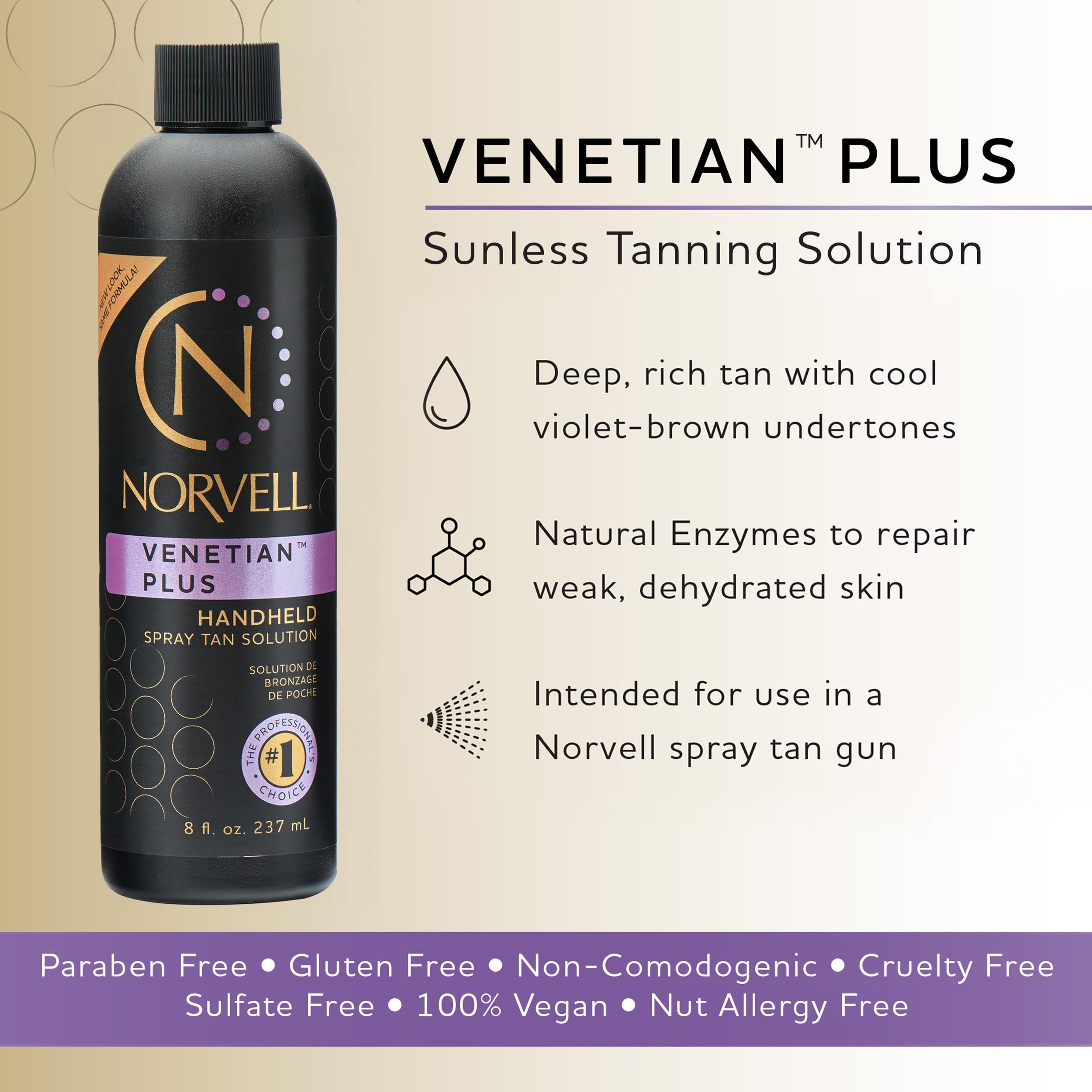 Norvell Venetian Plus – teinte profonde pour un bronzage naturel et durable.