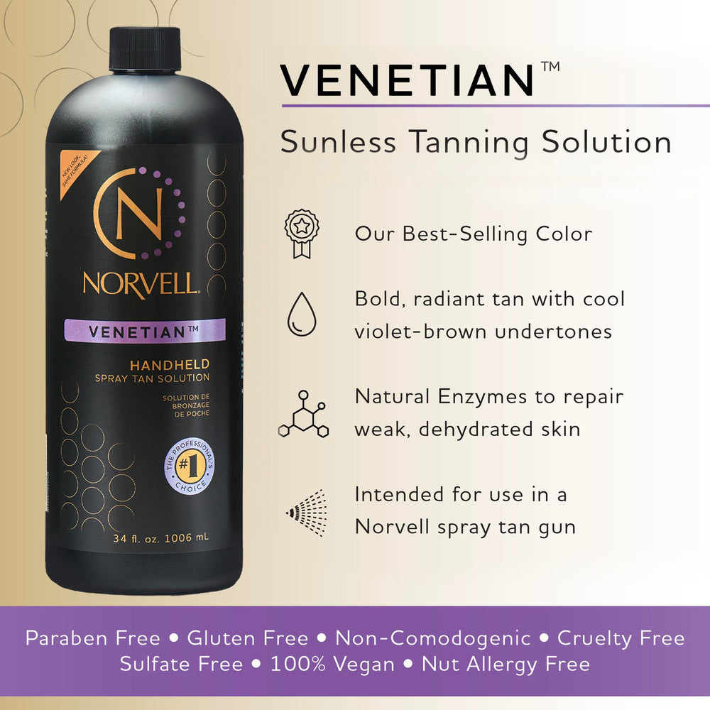 Norvell Venetian Solution, pistolet bronzage, application rapide et uniforme