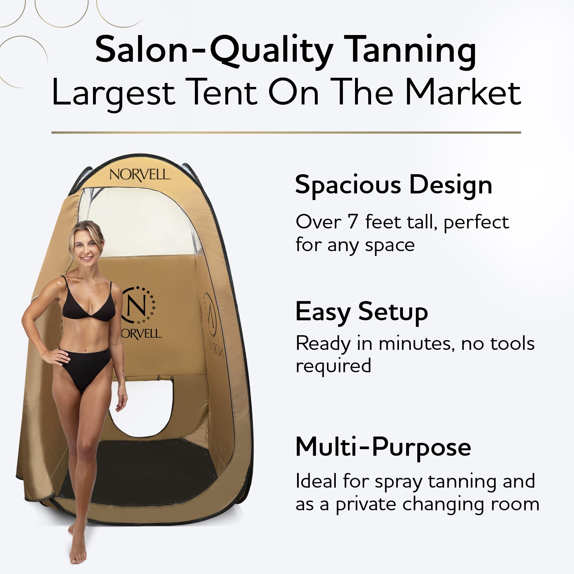 Norvell XL tente bronzage, ouverture arrière pour extraction efficace