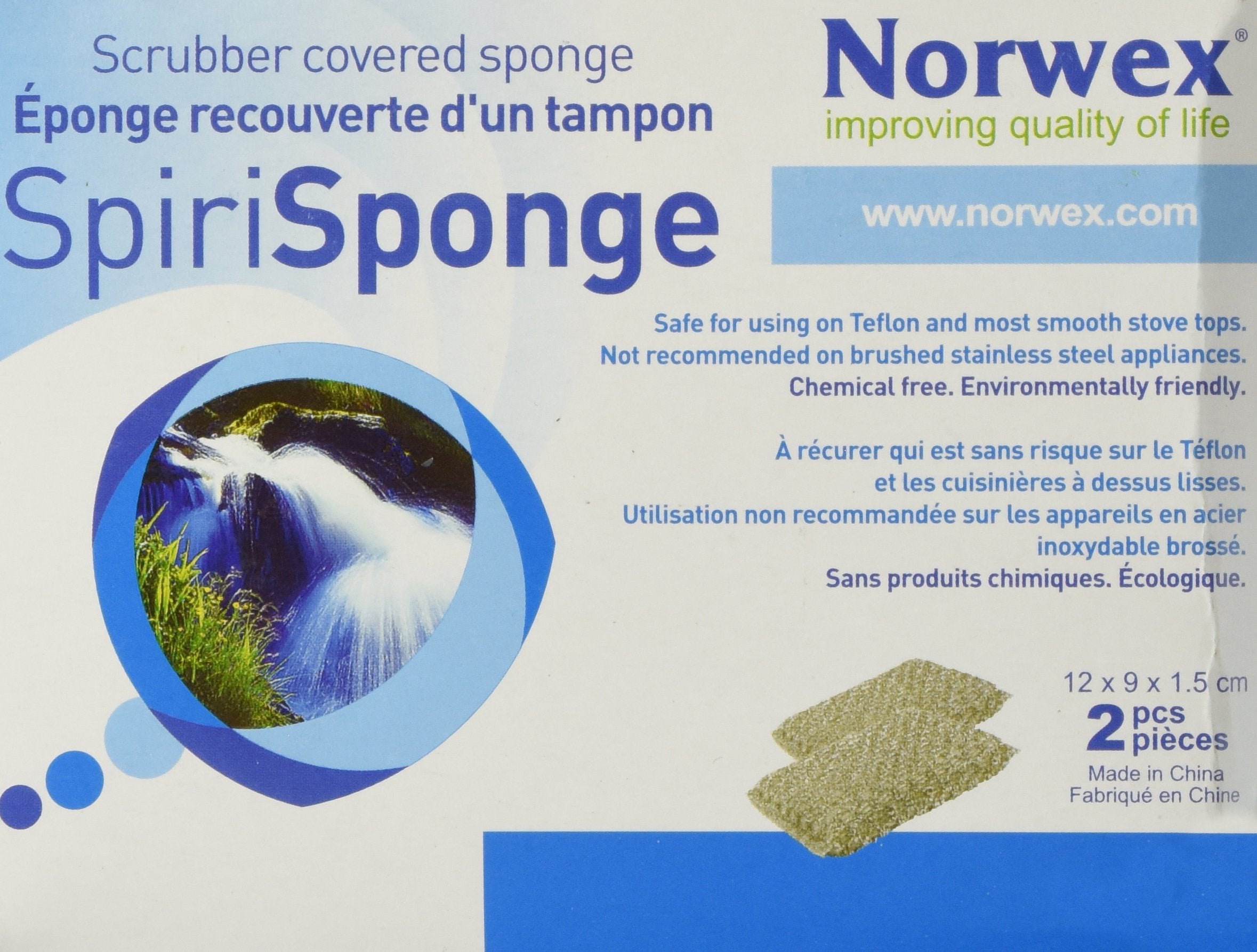 Éponge Spirisponge Norwex neuve dans emballage d'origine, prête pour le nettoyage domestique.