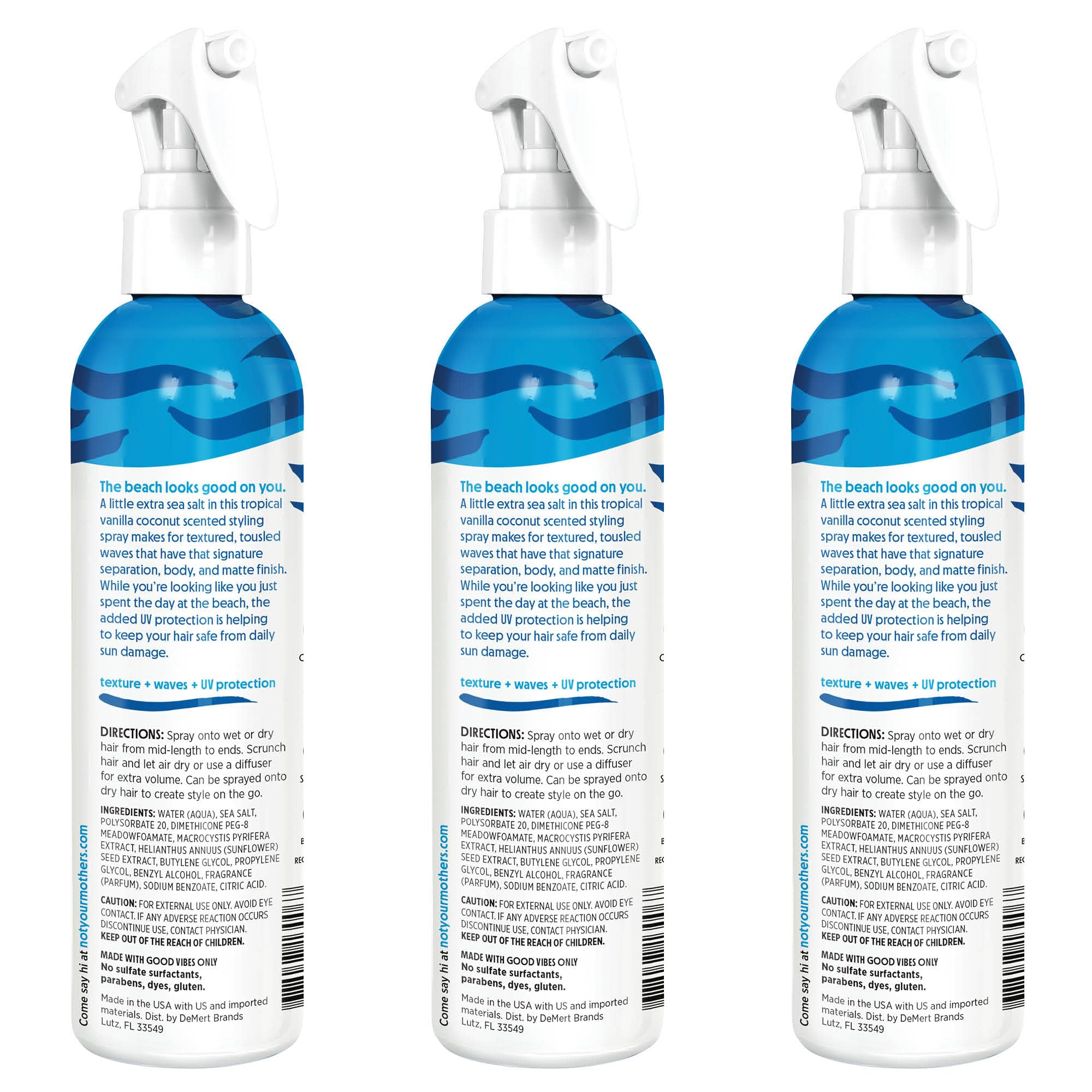 Not Your Mother's Beach Babe Sea Salt Spray usage rapide sur plage imaginée.