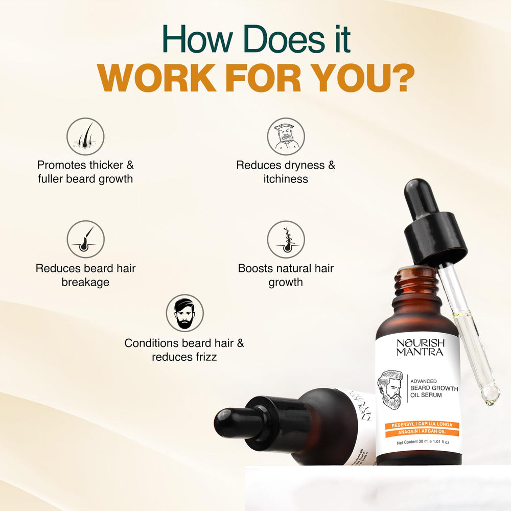 NOURISH MANTRA huile argan et jojoba: hydrate et protège la barbe.