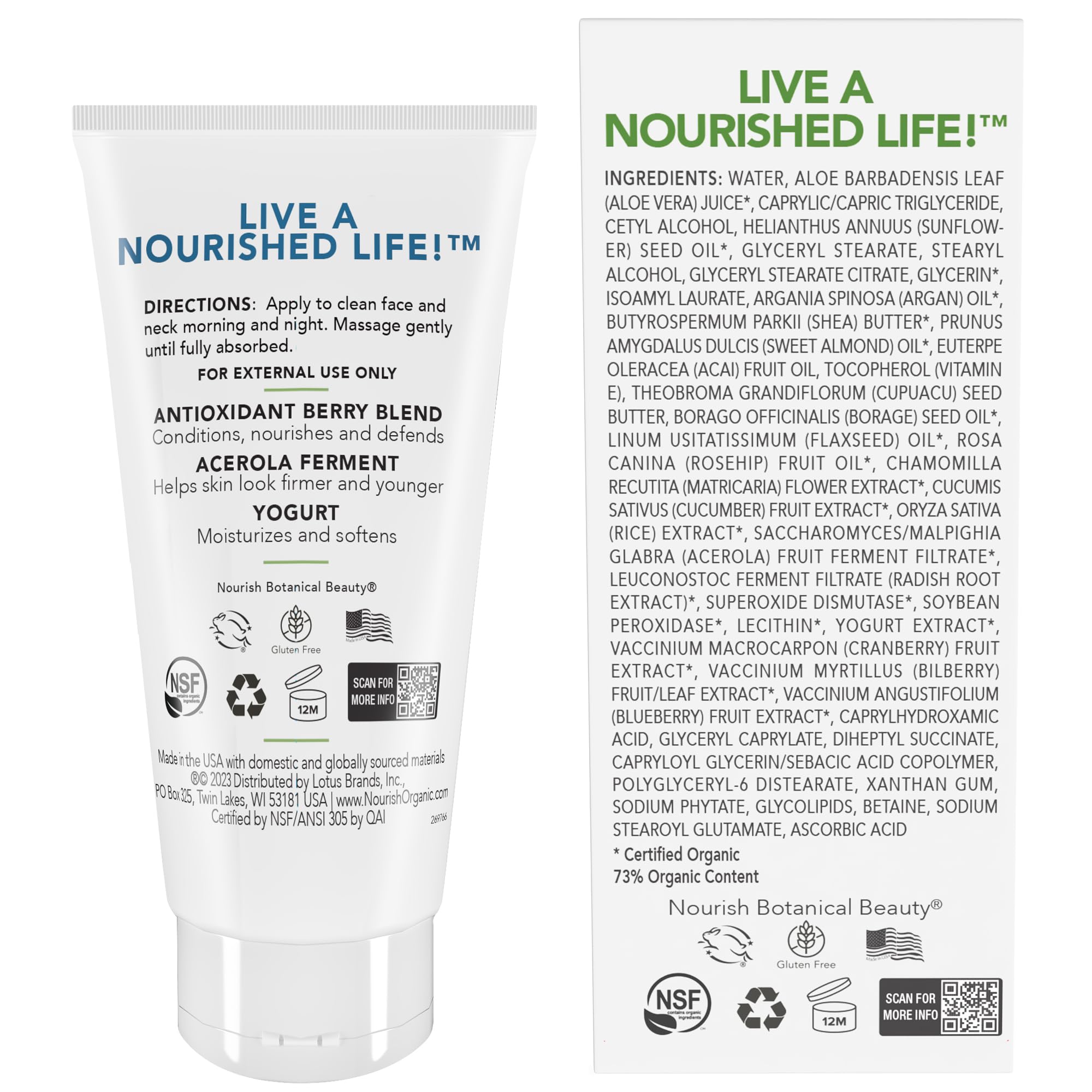 Nourish Organic Crème Visage – absorption rapide et hydratation quotidienne