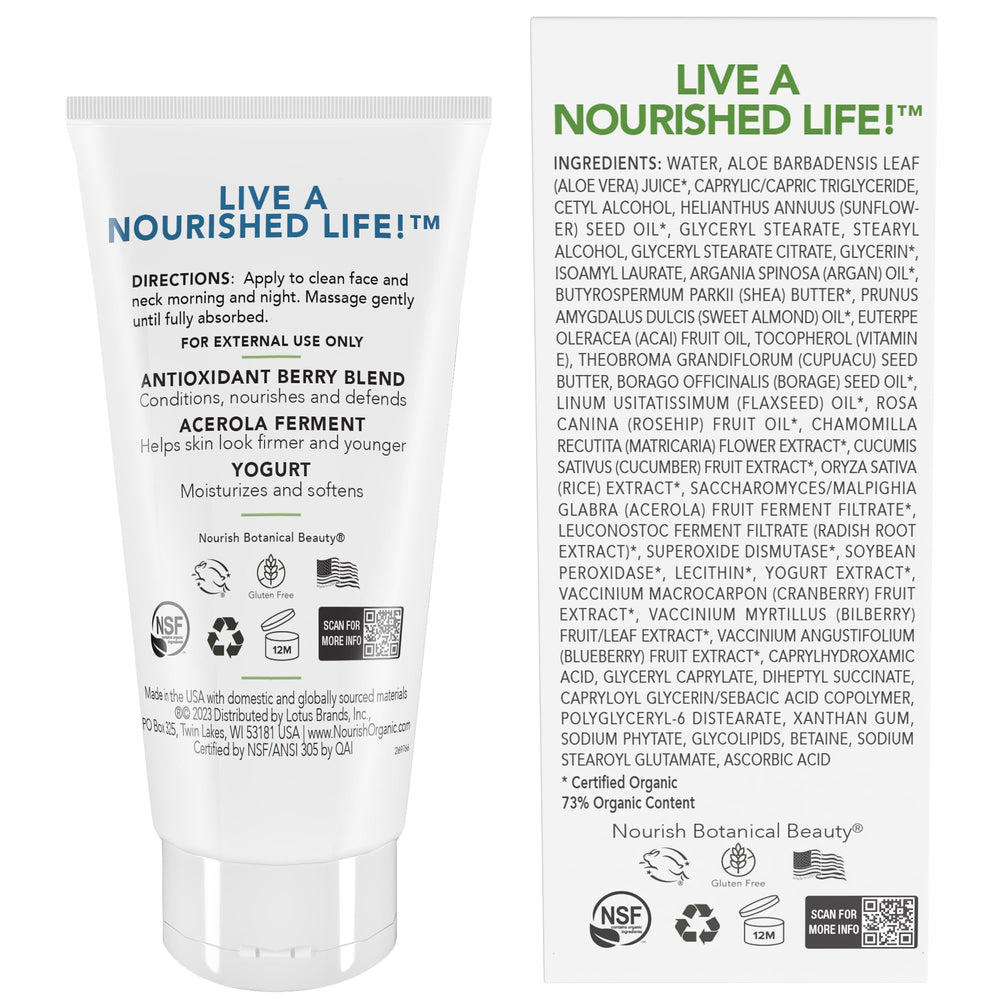 Nourish Organic Crème Visage – absorption rapide et hydratation quotidienne