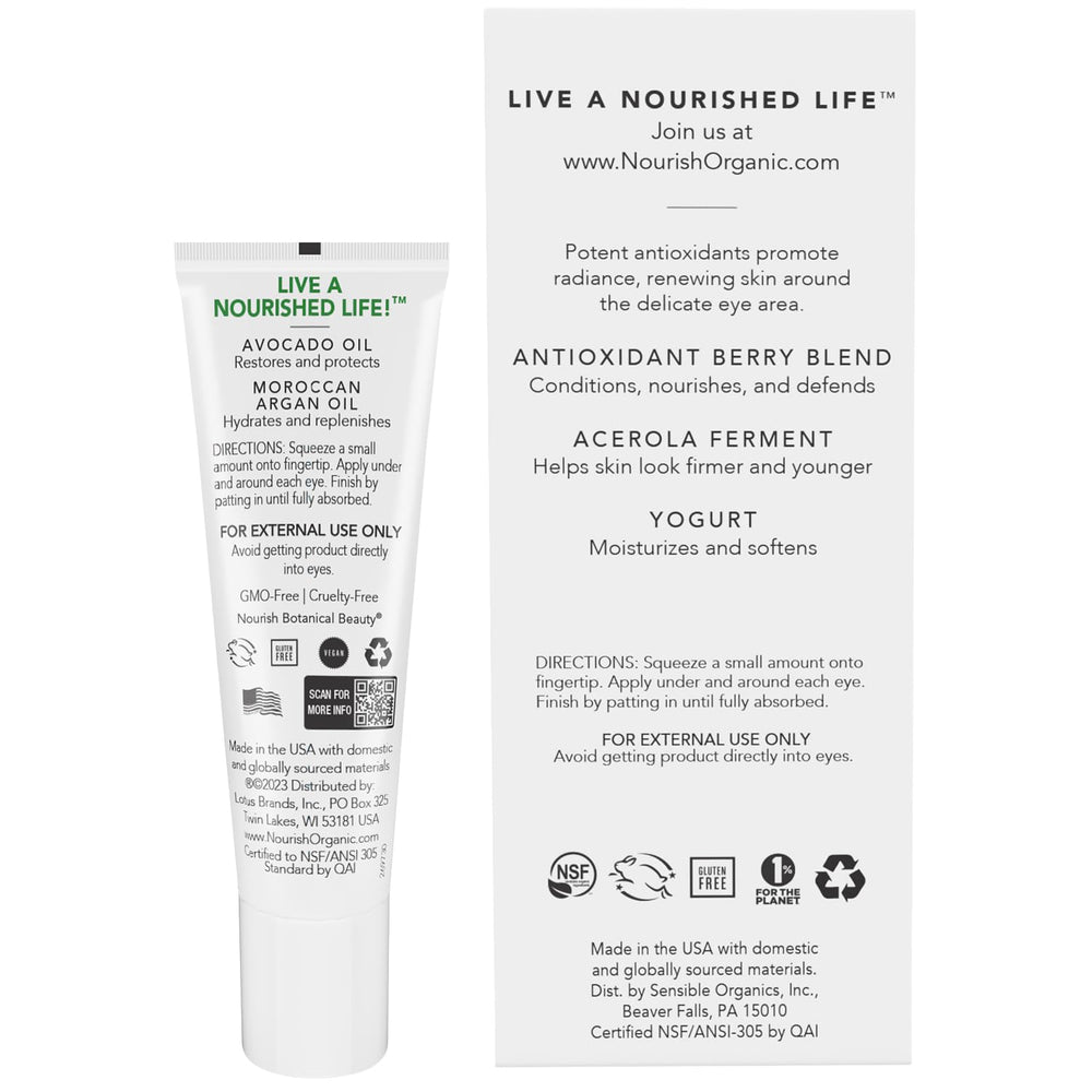 Soin Nourish Organic contour des yeux, applicateur nouveau pour une application précise.