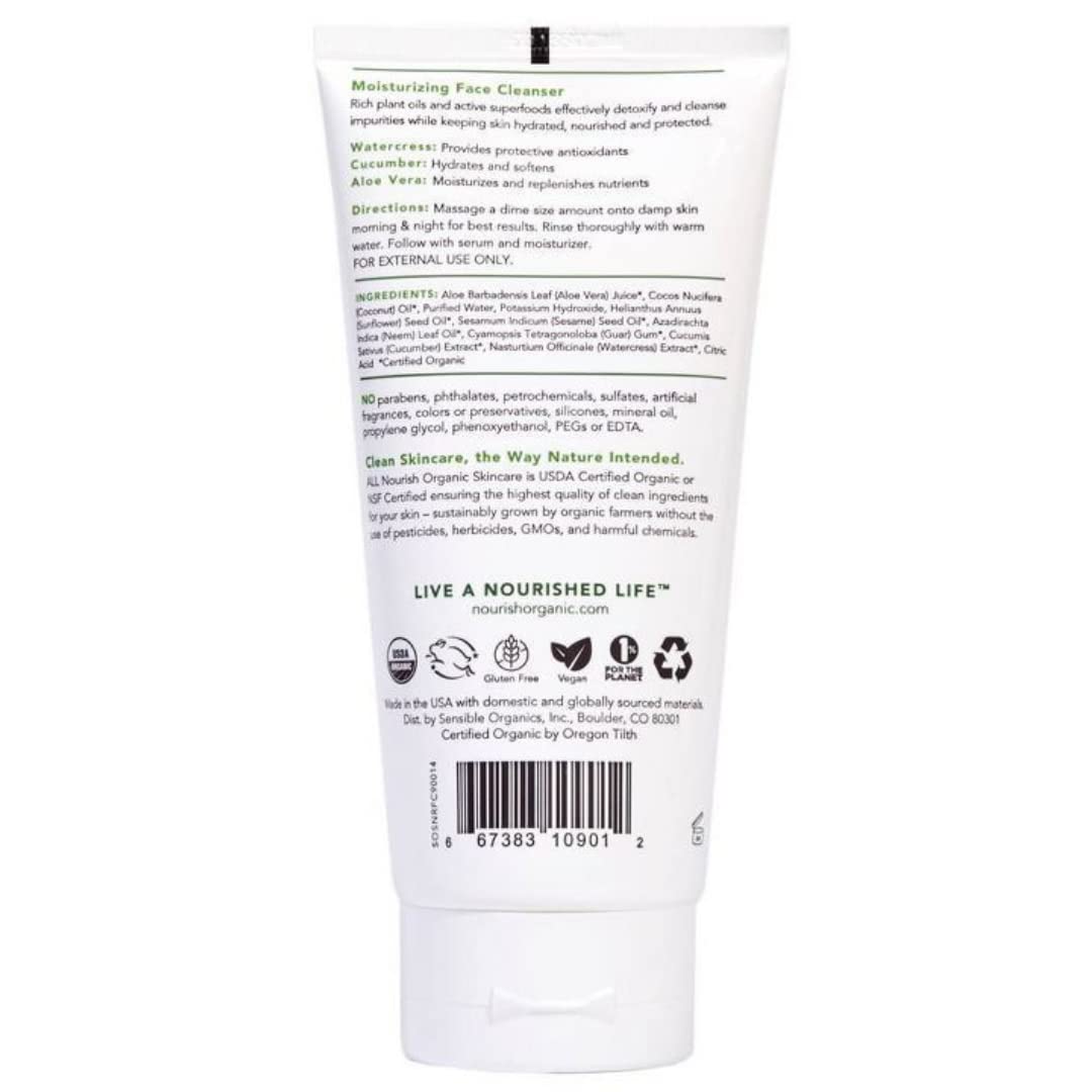 Nourish Organic Nettoyant Visage Mousse Douce – mousse légère purifiant les pores sans agressivité.