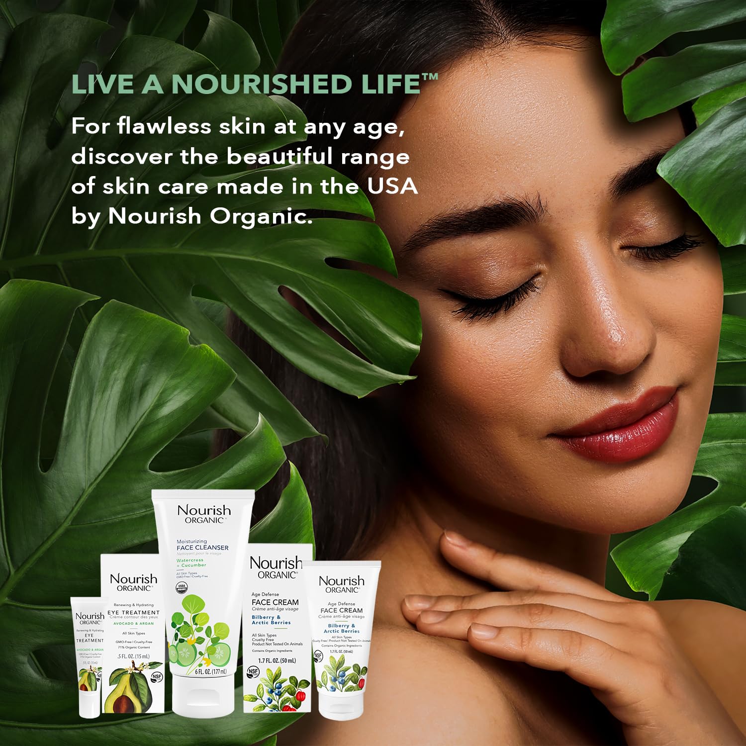 Nourish Organic Nettoyant Visage Pompe – emballage pratique pour une utilisation rapide.