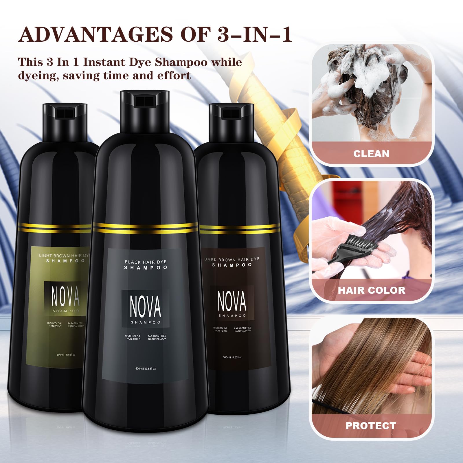 Nova Shampoo: formule sans parabènes pour une utilisation douce et sûre.