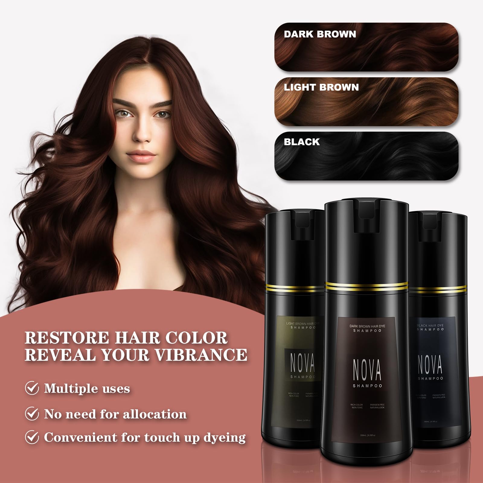 Nova Shampoo temps d attente 20 minutes pour coloration rapide.