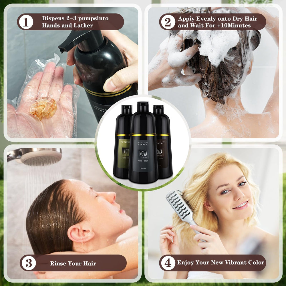 Nova Shampoo: temps d attente d environ 20 minutes pour une couleur durable.