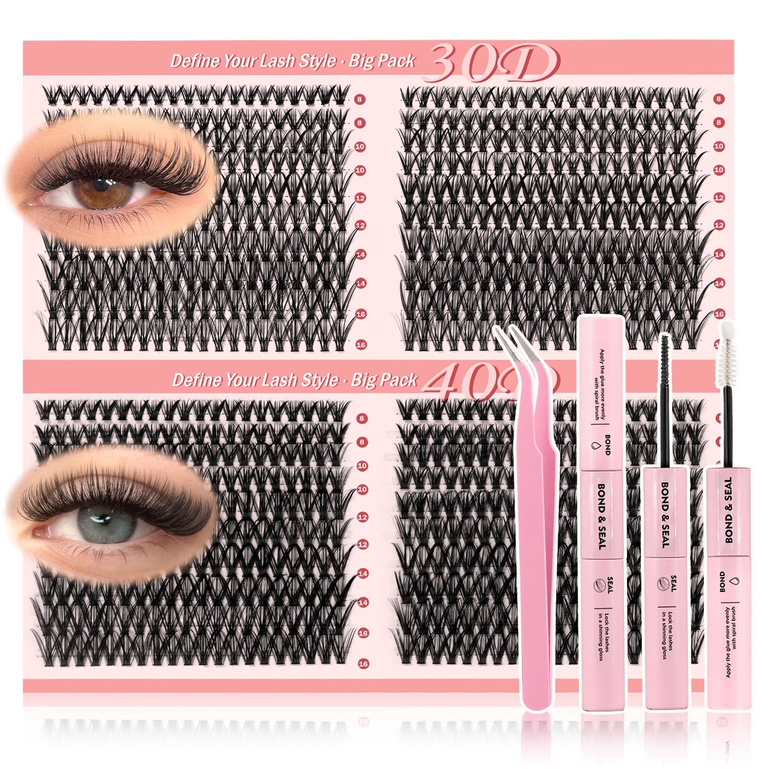 NovaBeryl kit clusters cils 800pcs pour extensions DIY naturelles