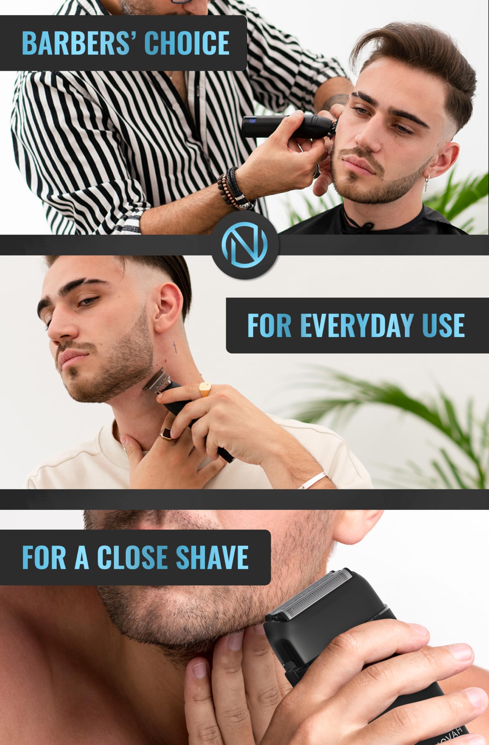 NOVAH Grooming design métallique unibody pour un look premium et prise stable.