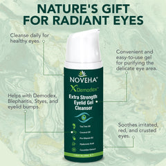 NOVEHA Demodex Gel Nettoyant Yeux – texture gel légère pour une application douce.