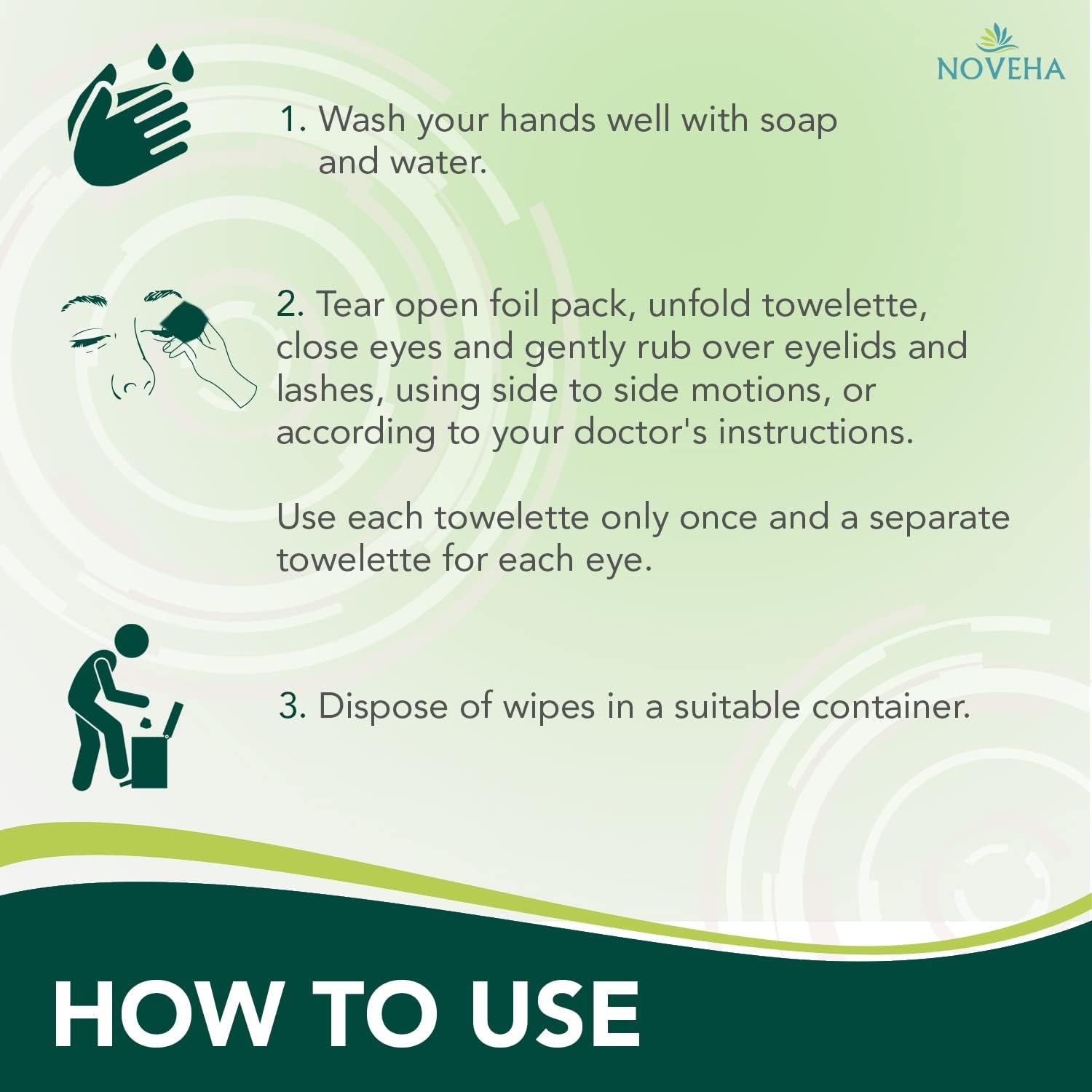 NOVEHA Lingettes Yeux, aloe vera et concombre apaisent le contour des yeux.