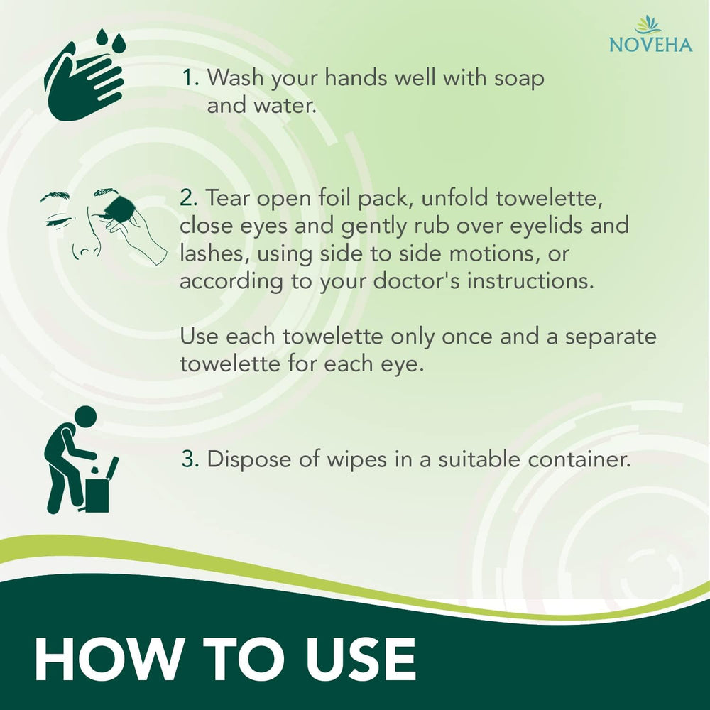 NOVEHA Lingettes Yeux, aloe vera et concombre apaisent le contour des yeux.