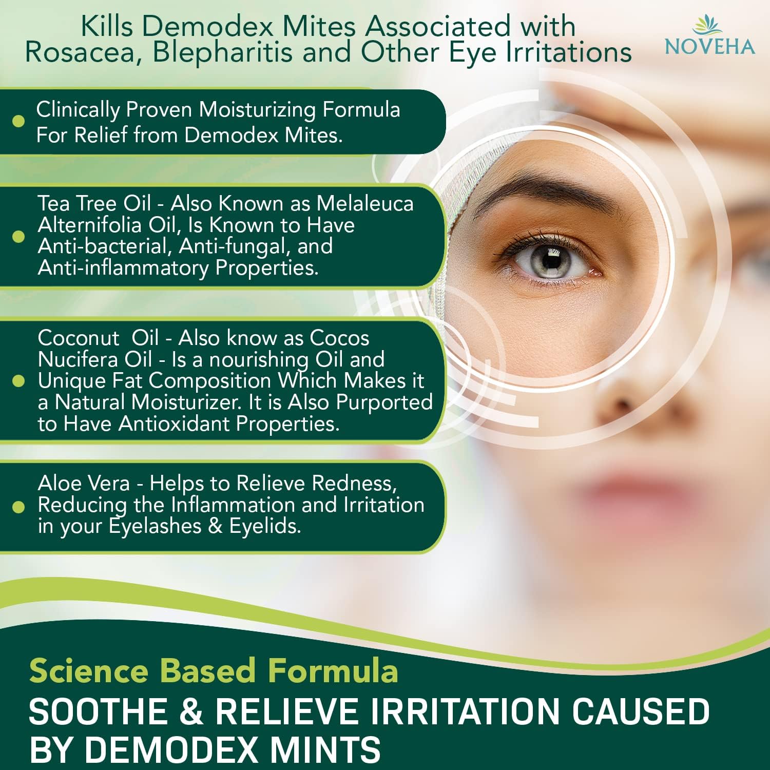 NOVEHA Lingettes Yeux, texture douce nettoyant délicatement paupières et cils.