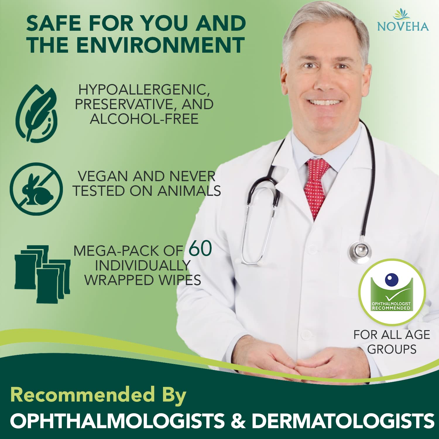 NOVEHA formule sans alcool et hypoallergenique pour yeux sensibles.