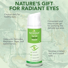 NOVEHA Gel nettoyant paupières – application douce pour yeux sensibles.