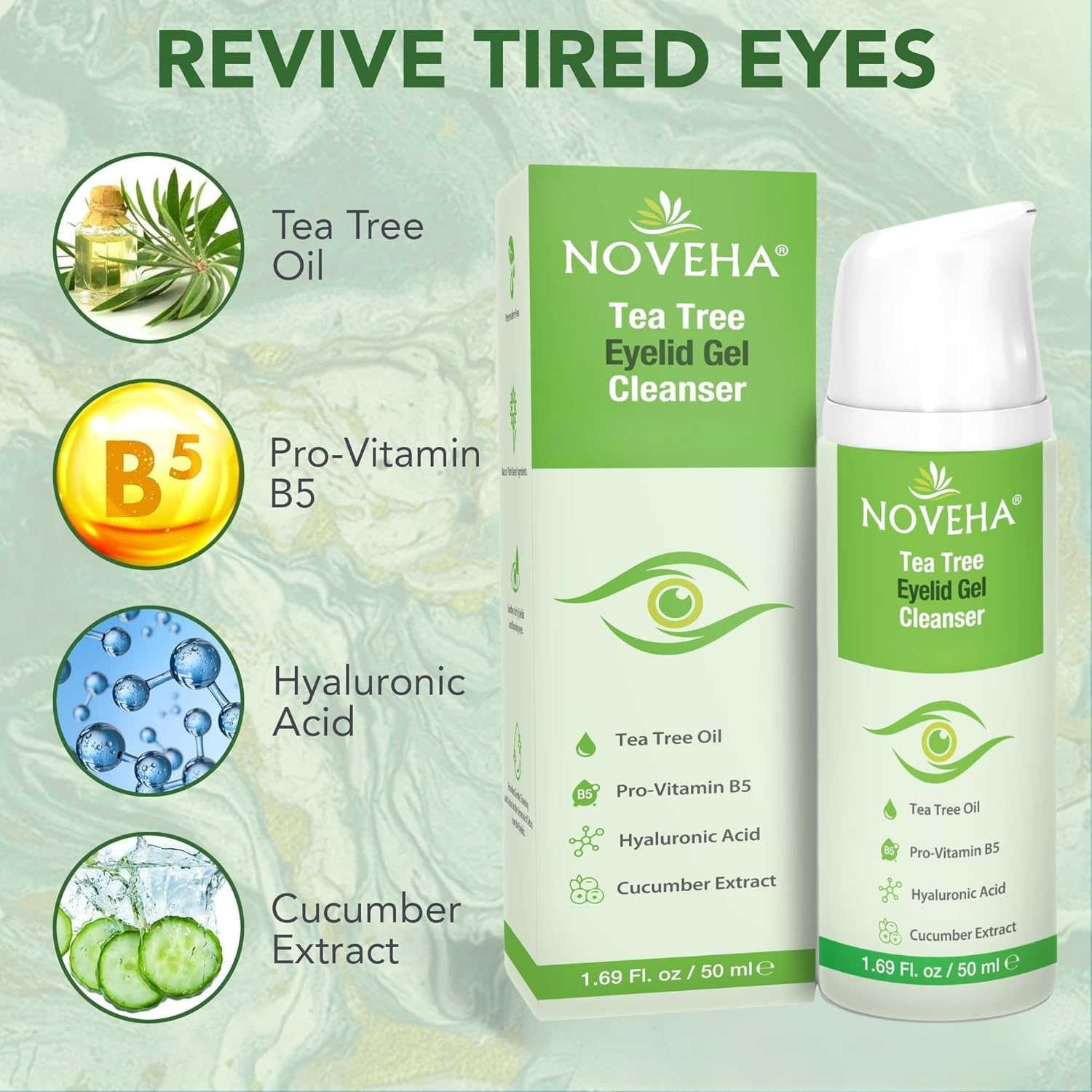 NOVEHA Gel nettoyant paupières – texture gel légère et confort après nettoyage.