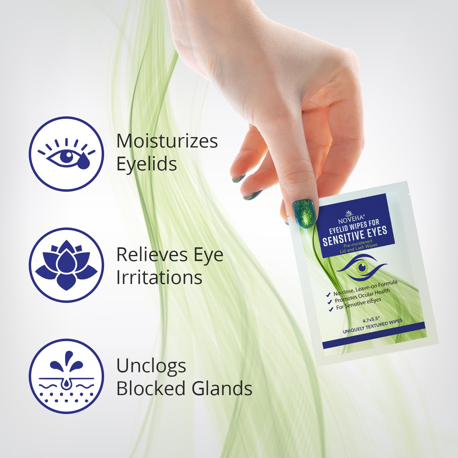NOVEHA Lingettes paupières camomille et aloe vera apaisantes pour yeux sensibles
