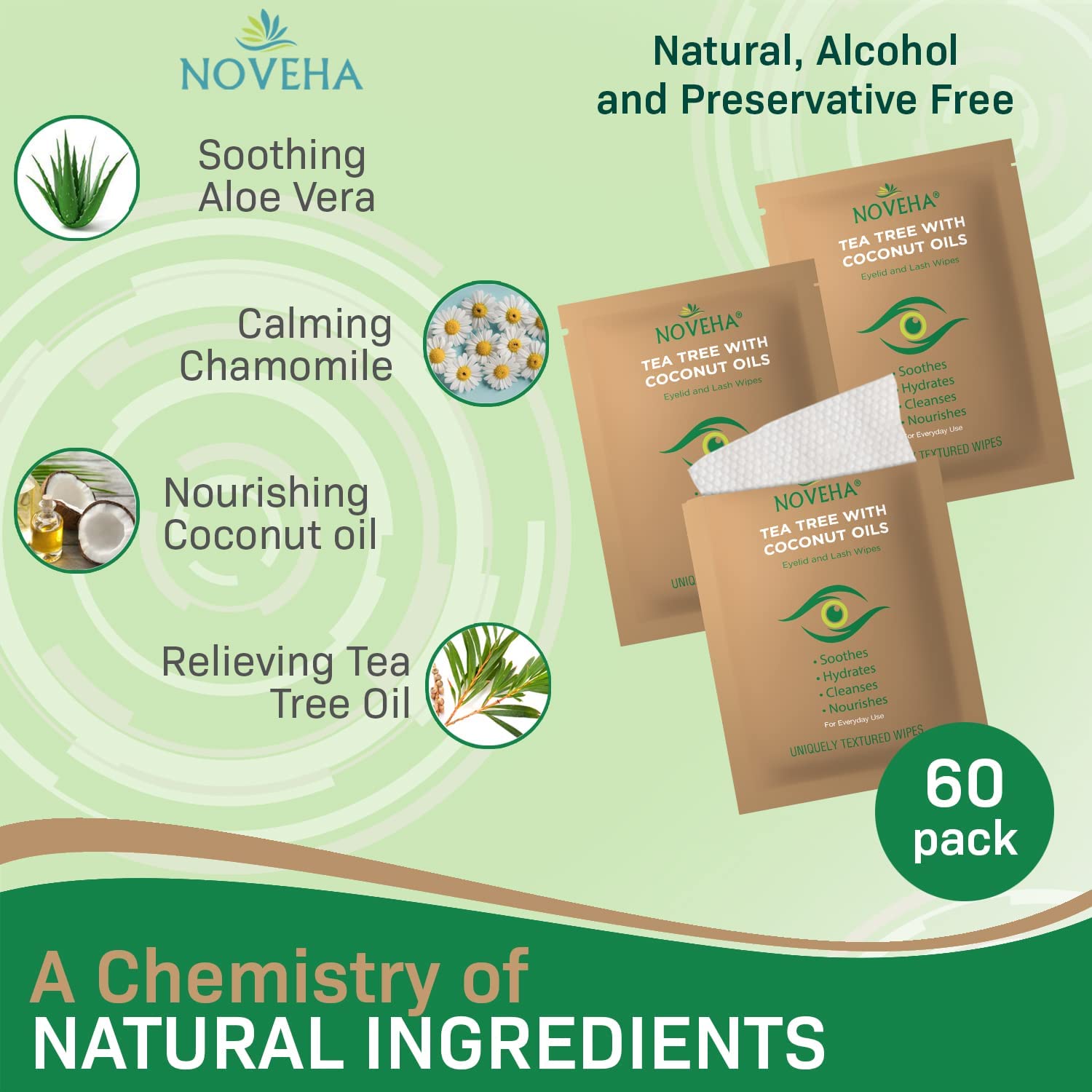 Texture douce des lingettes NOVEHA pour démaquillage délicat