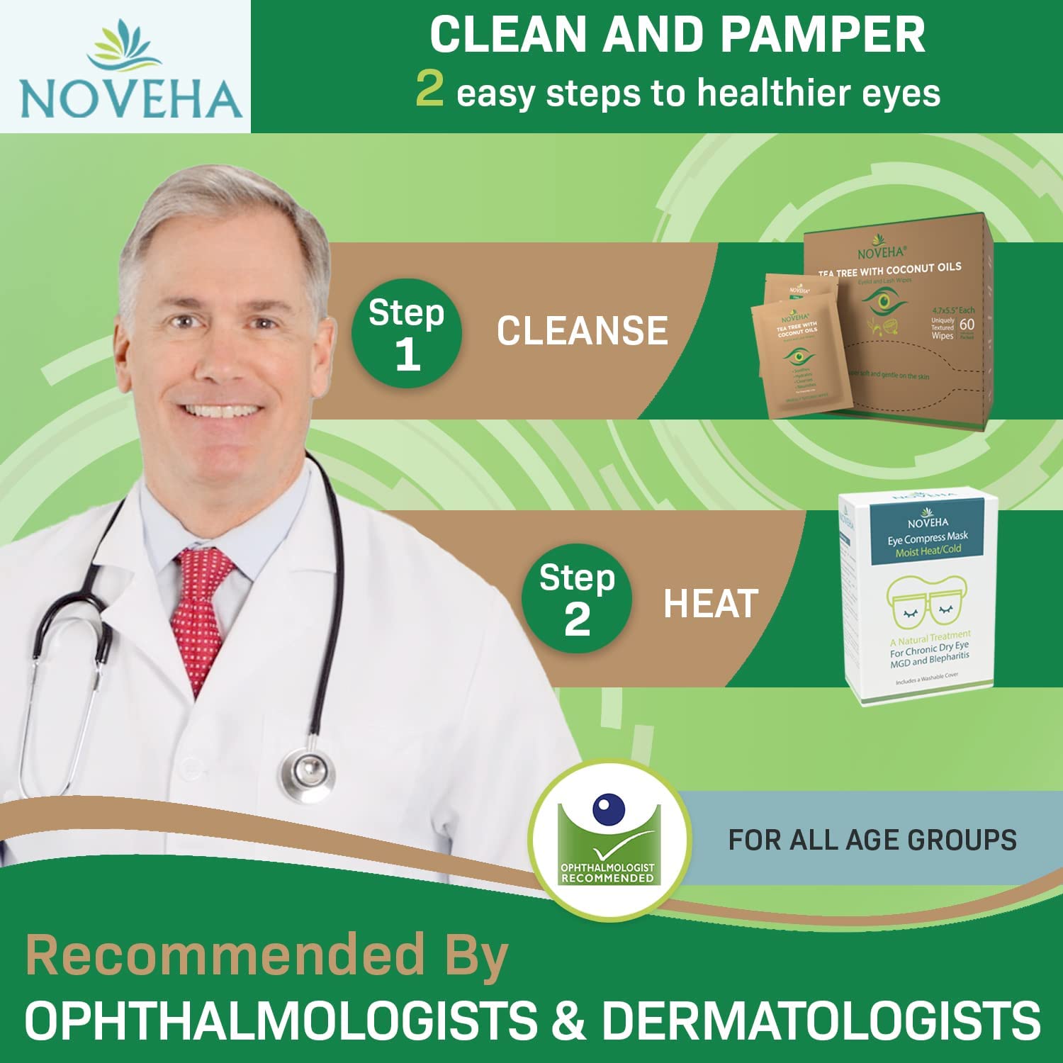 Utilisation quotidienne des lingettes NOVEHA autour des yeux